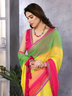 Designer Partywear Multi Georgette Fancy Saree - Kanak | Grocsy