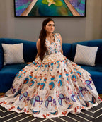 Casual Designer Offwhite Cotton Silk Gown - Anbazaar | Grocsy