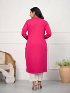 Juniper Women's Pink Ethnic Motif Printed Cotton Long Winter Wear Jacket | Grocsy