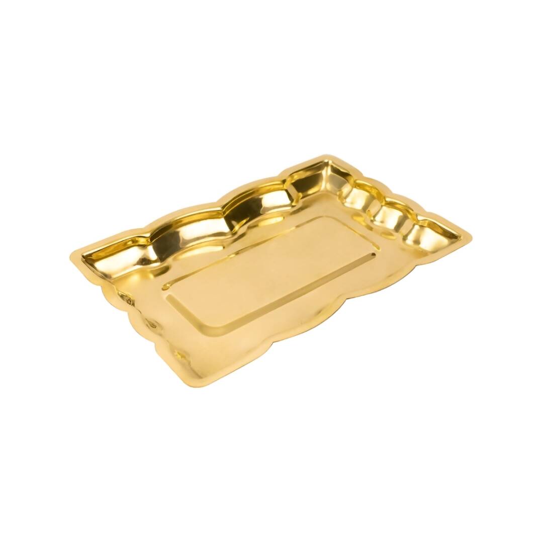 Spillbox Gold-Toned Brass Rectangular Betal Thali Pooja Essential | Grocsy