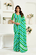 Vastranavya Green Digital Printed Linen Ready To Wear Designer Saree with Unstitched Blouse | Grocsy