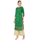 Aniyah Cotton Gold Print Straight Kurta In Green Color (AN-169K) | Grocsy