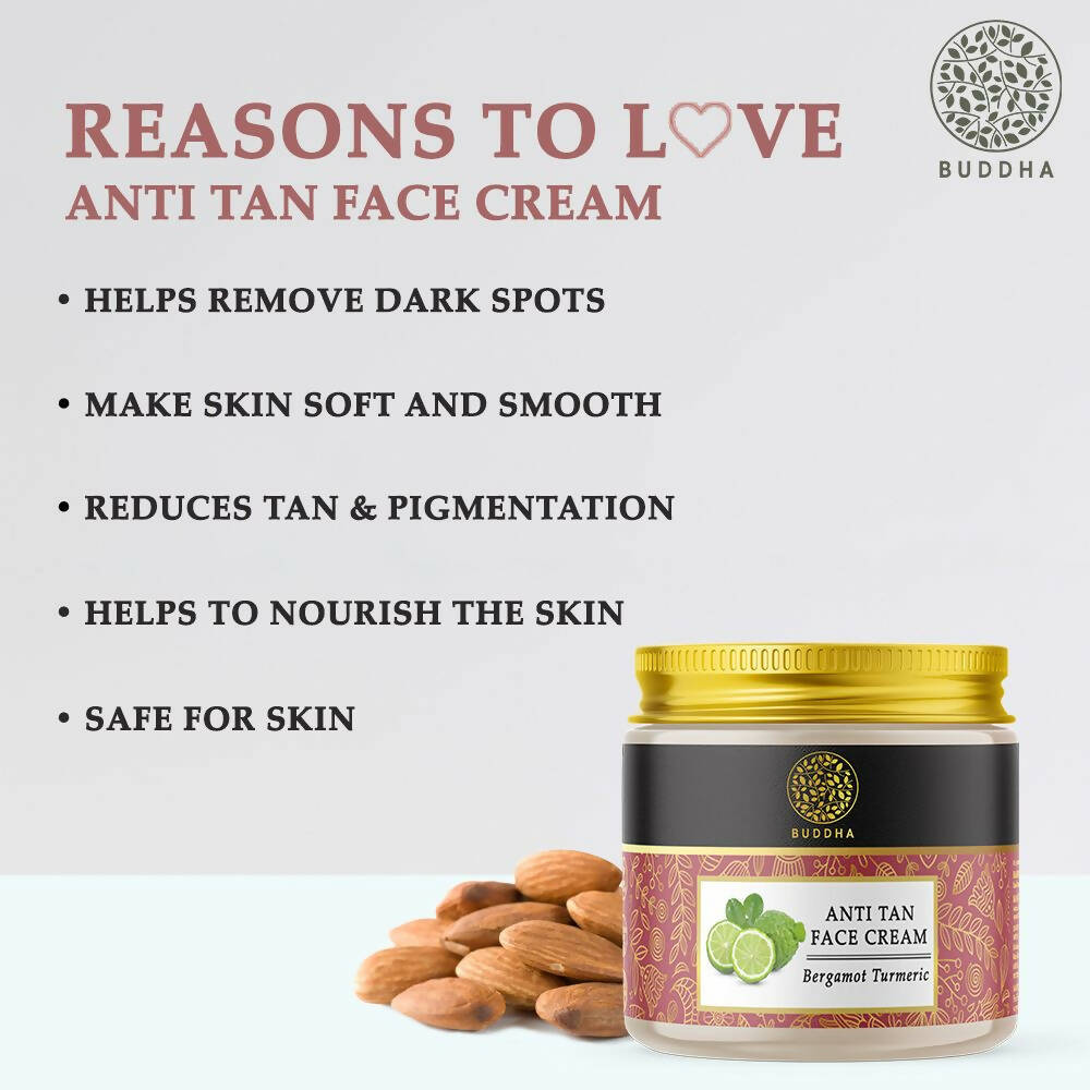 Buddha Natural Anti Tan Face Cream - For Skin Glow, Removing Tan & Dark Spots | Grocsy