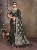 Joban Fashion Dark Green Woven Jacquard Banarasi Silk Sarees | Grocsy
