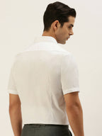 Ramraj Cotton Mens Half Sleeve Formal Poly Cotton White Shirt | Grocsy