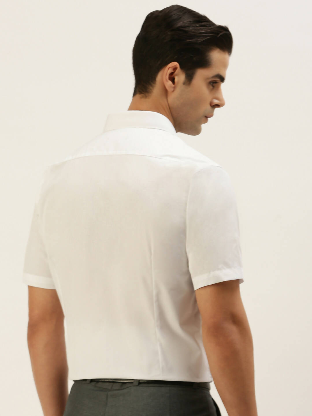 Ramraj Cotton Mens Half Sleeve Formal Poly Cotton White Shirt | Grocsy