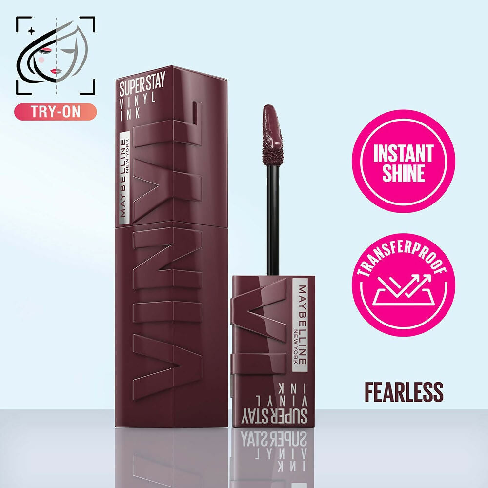 Maybelline New York Super Stay Vinyl Ink Liquid Lipstick, Instant Shine Lasts Up To 16H - Fearless | Grocsy