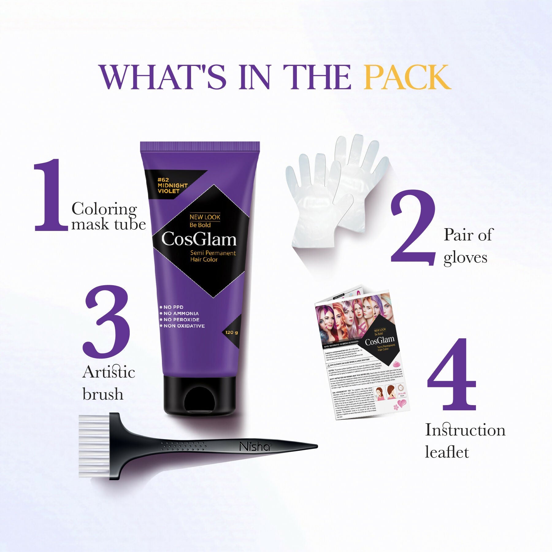 Cosglam Semi Permanent Hair Color for Women & Men (#62 Midnight Violet) | Grocsy