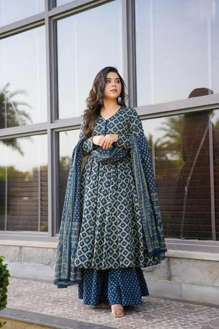 Aayaa Designer Printed Cotton Silk Suit - Multi Color | Grocsy