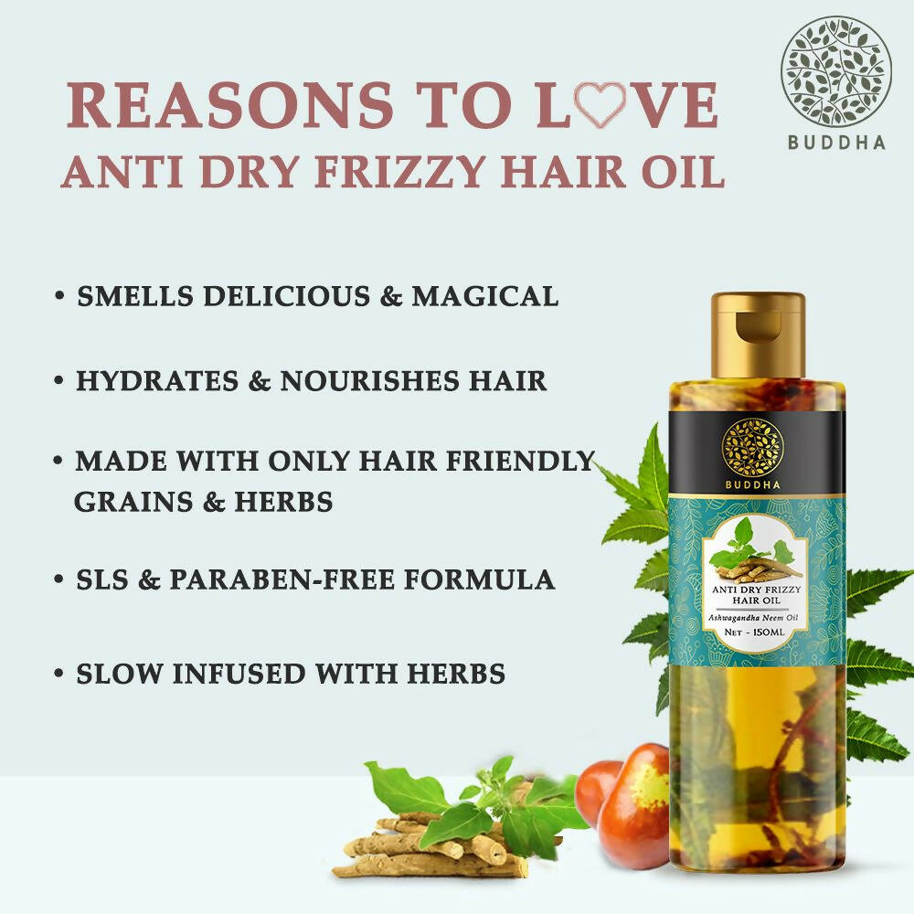 Buddha Natural Anti Dry Frizzy Hair Oil - For Instant Shine, Smoothness & Soft Hair | Grocsy