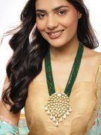 Gold-Toned Green Brass Gold-Polished Necklace - Ruby Raang | Grocsy