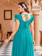Joban Fashion Rama Green Readymade Dress With Sequins embroidery Work | Grocsy