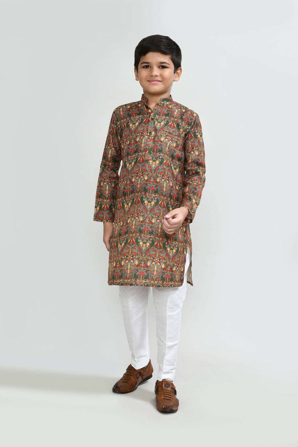 Joban Fashion Cotton Multicolor Kurta With Straight Fit Pant | Grocsy
