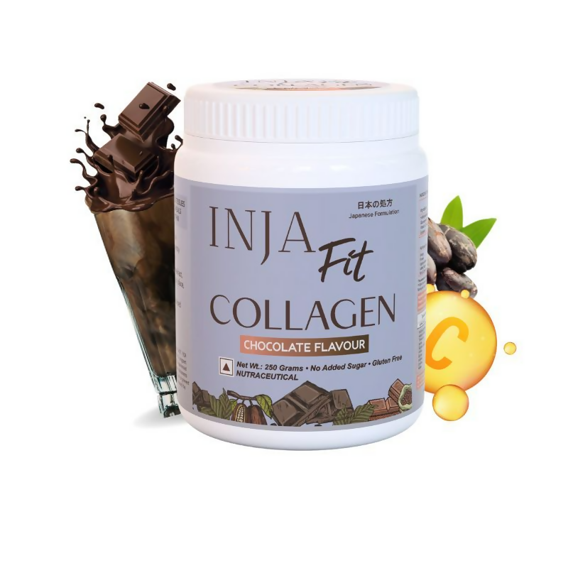 Inja Fit Marine Collagen For Skin Joints And Muscles With Vit C & Glucosamine - Chocolate Flavour | Grocsy