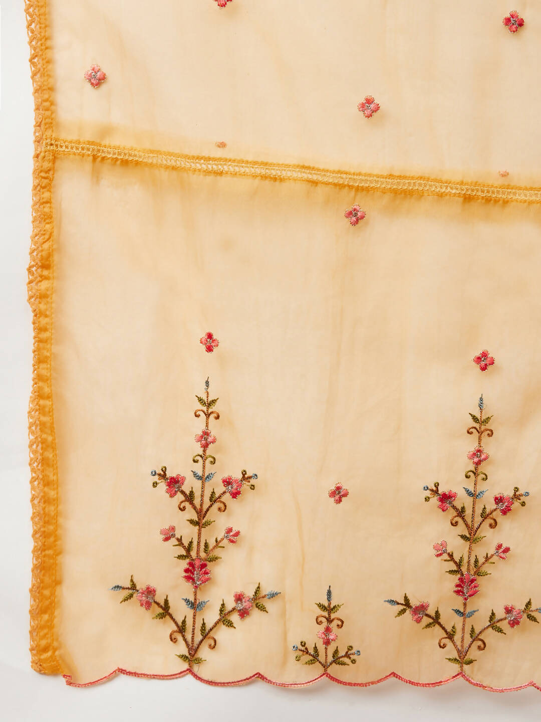 Yellow Organza Embroidered Kurta with Bottom & Dupatta - Salimar | Grocsy