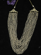 Gold-Toned White Gold-Polished Pearls Layered Handcrafted Necklace - Ruby Raang | Grocsy
