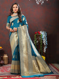 Lorenvalley Fashion Rama Soft Silk Woven Design Gold Zari Weaving Saree | Grocsy