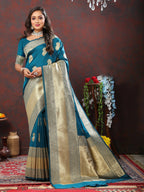 Lorenvalley Fashion Rama Soft Silk Woven Design Gold Zari Weaving Saree | Grocsy