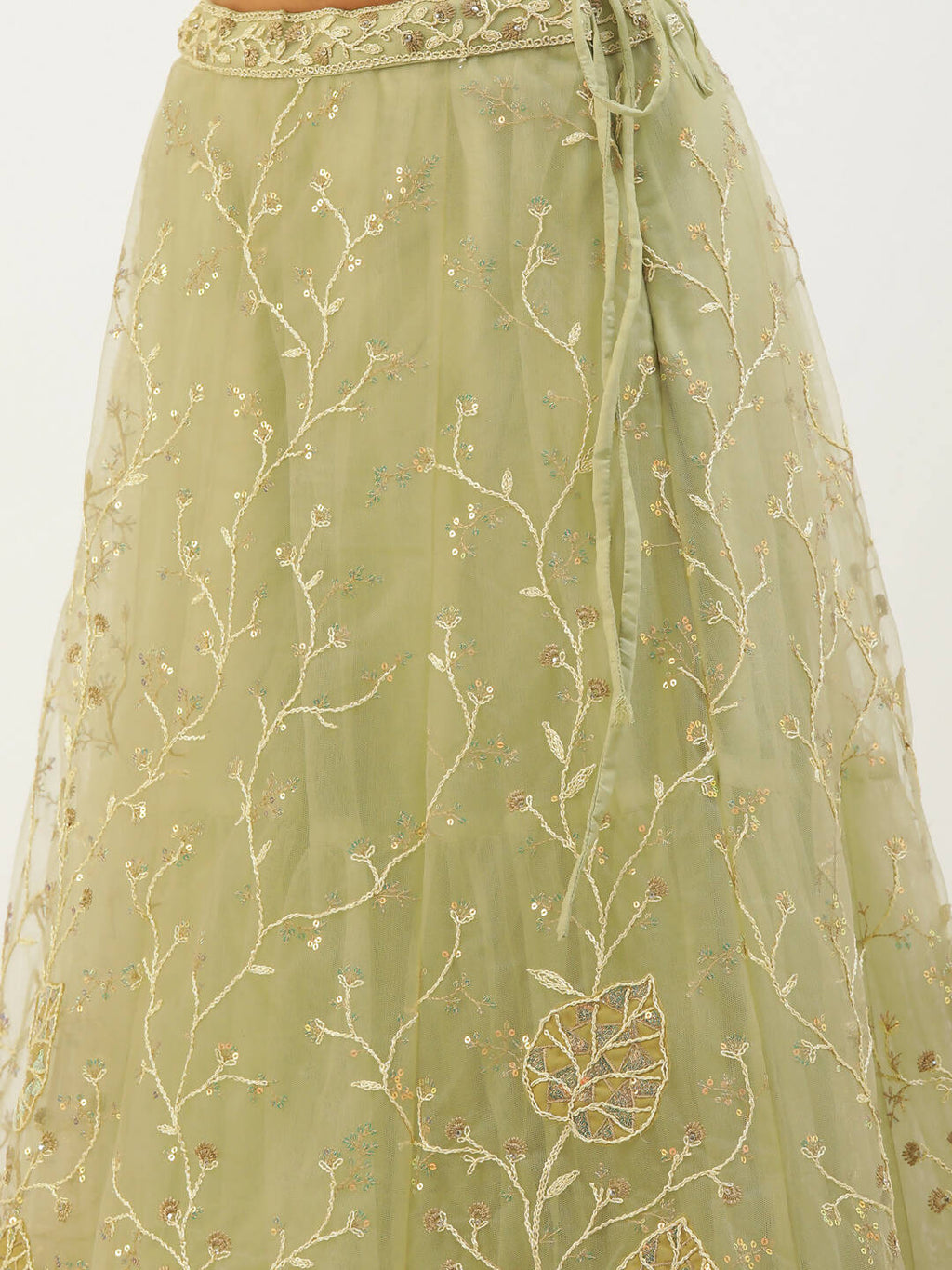 House of Panchhi Pista Net Sequinse Work Lehenga & Blouse, Dupatta | Grocsy