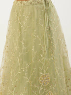 House of Panchhi Pista Net Sequinse Work Lehenga & Blouse, Dupatta | Grocsy