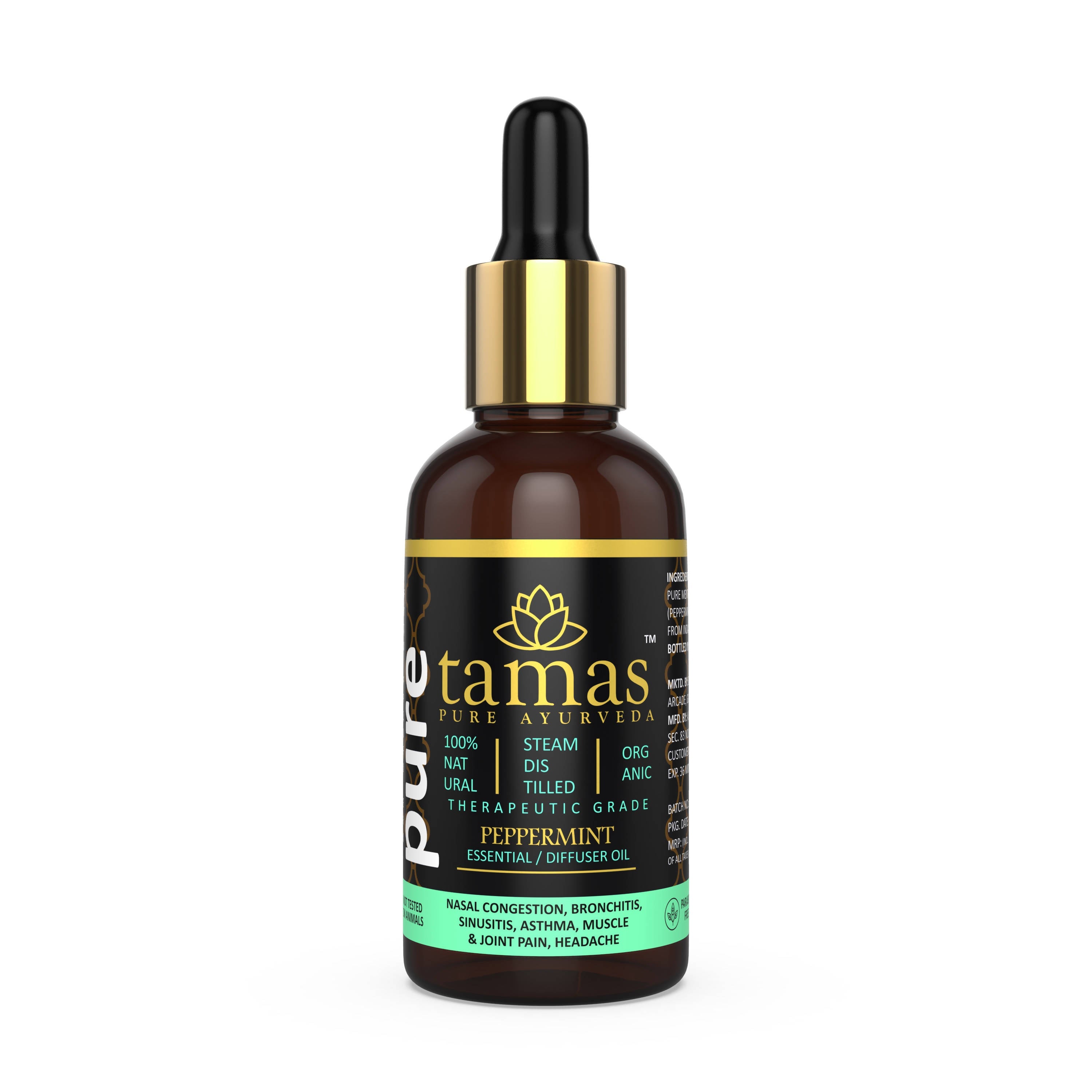 Tamas Pure Ayurveda 100% Organic Peppermint Essential Oil - USDA Certified Organic | Grocsy