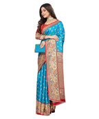 Vamika Blue Printed Art Silk Saree | Grocsy