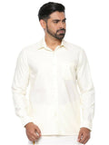 Ramraj Cotton Mens Poly Cotton Cream Colour Full Sleeve Shirt | Grocsy