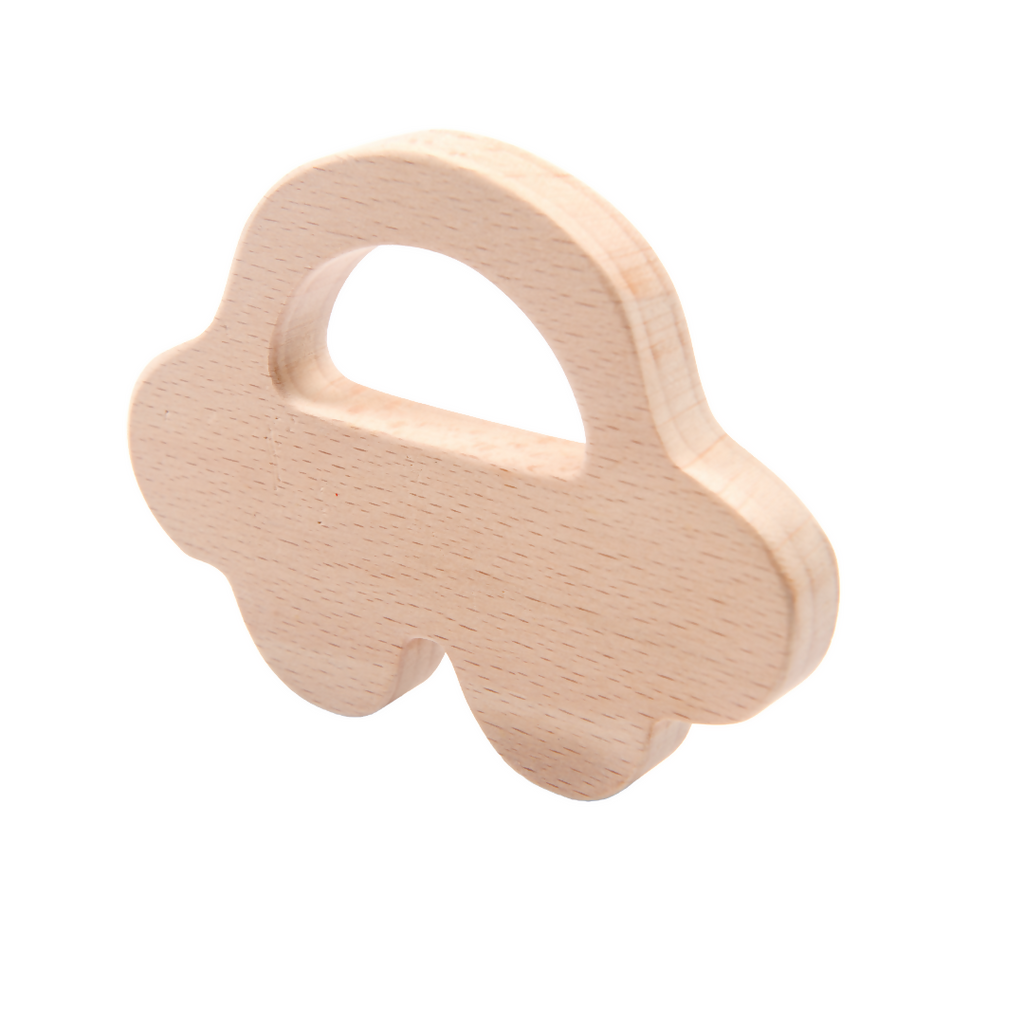 Nesta Toys Wooden Car & Elefant Teether Set, Beech Wood Teether for Babies | Grocsy