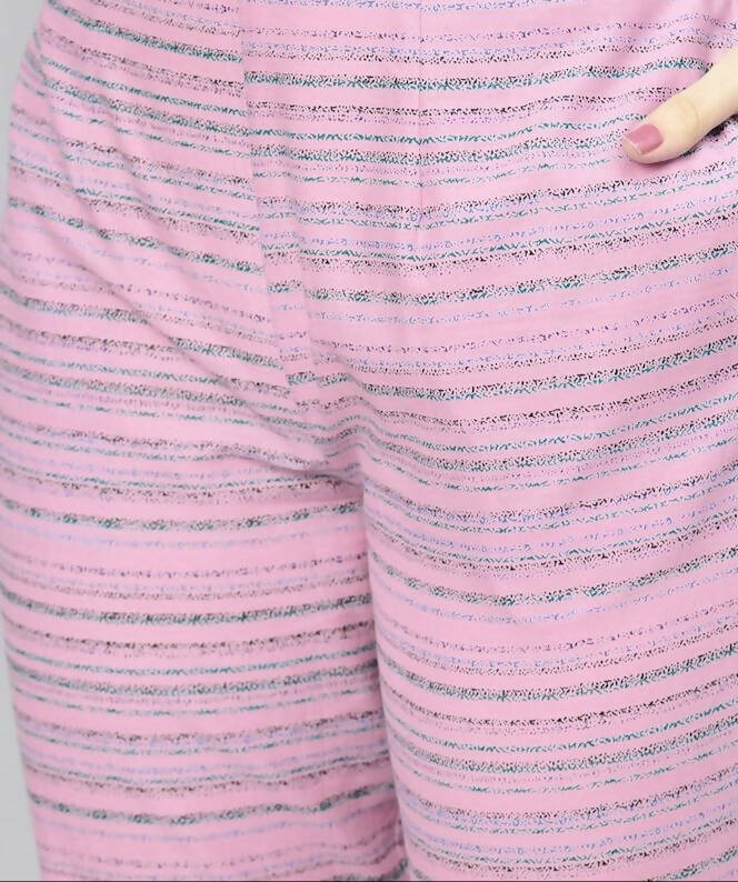 Vamika Printed Cotton Pink Party Wear/Casual Wear Women's Kurta Set/Suit | Grocsy