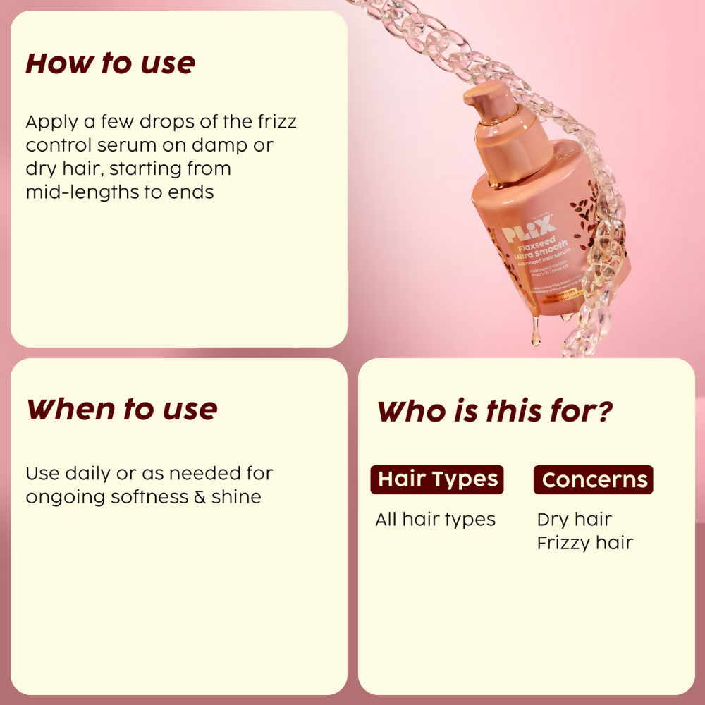 PLIX The Plant Fix Flaxseed Keratin Smoothening Anti-Frizz Serum | Grocsy