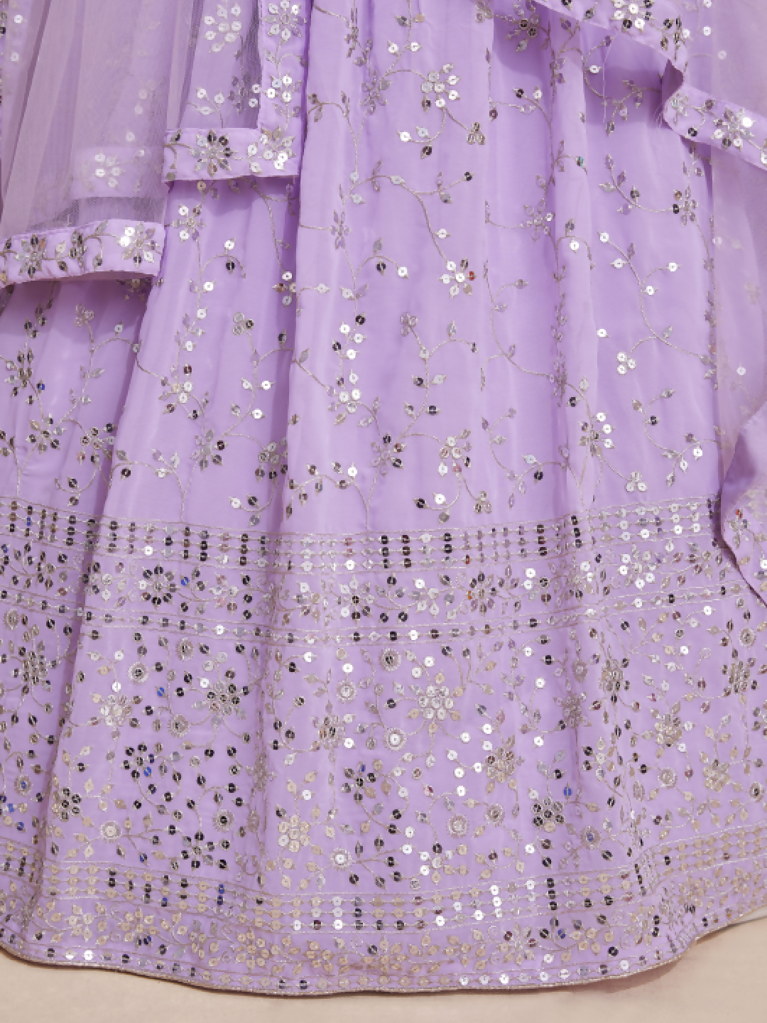Lavender Georgette Zari,Sequence Embroidery Work Lehenga Choli - Jihu Culture | Grocsy