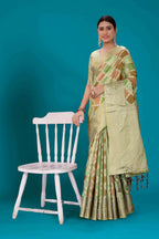 Pista Soft Organza Woven Design Saree with Unstitched Blouse Piece - Zaara | Grocsy