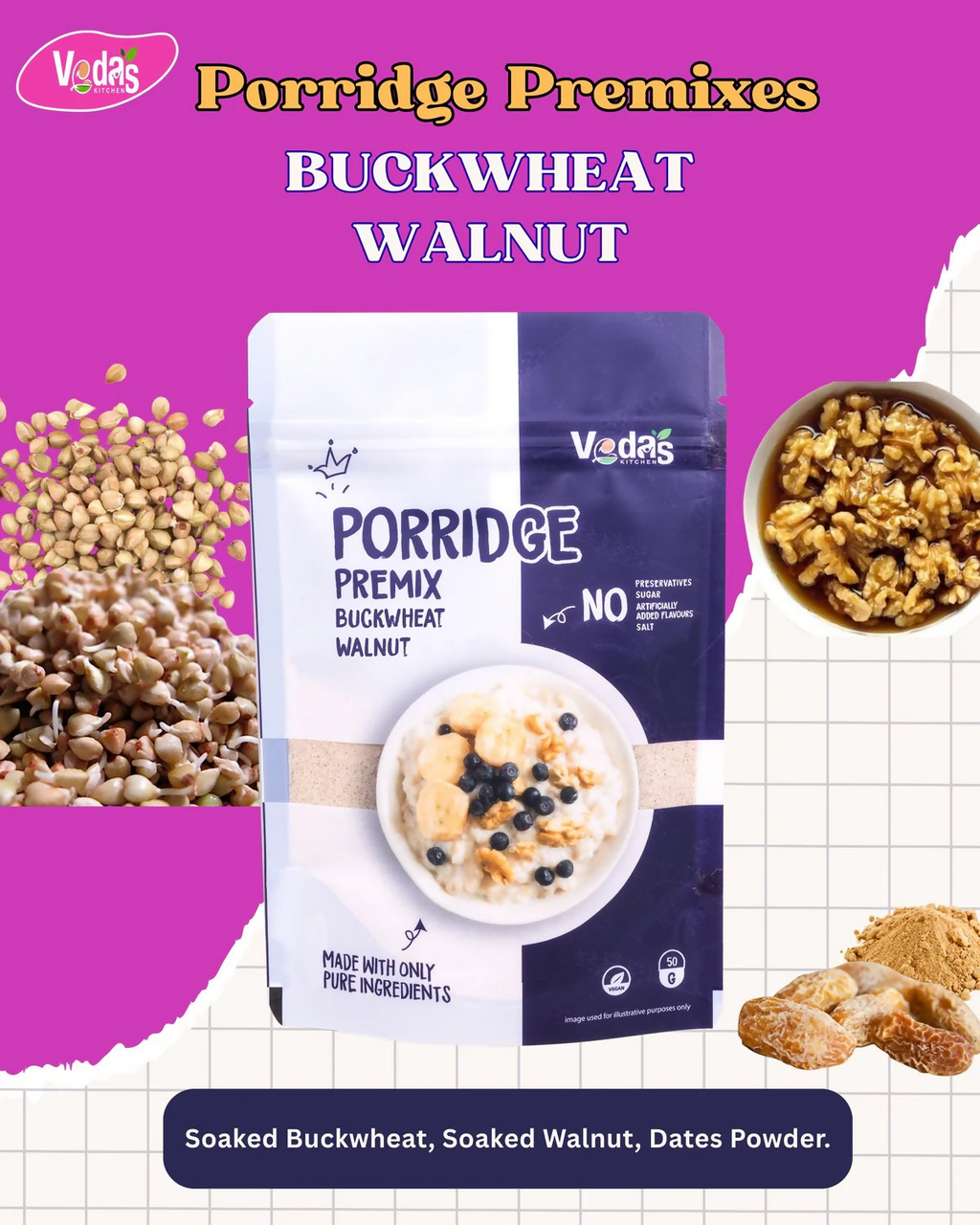 Vedas Kitchen Buckwheat Walnut Porridge | Grocsy
