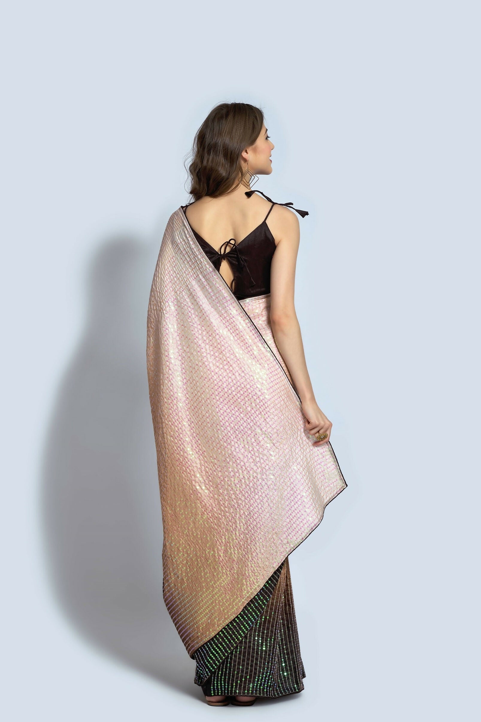 Vegaa Fashion Cream Vichitra Silk Embroidered Party Wear Saree | Grocsy