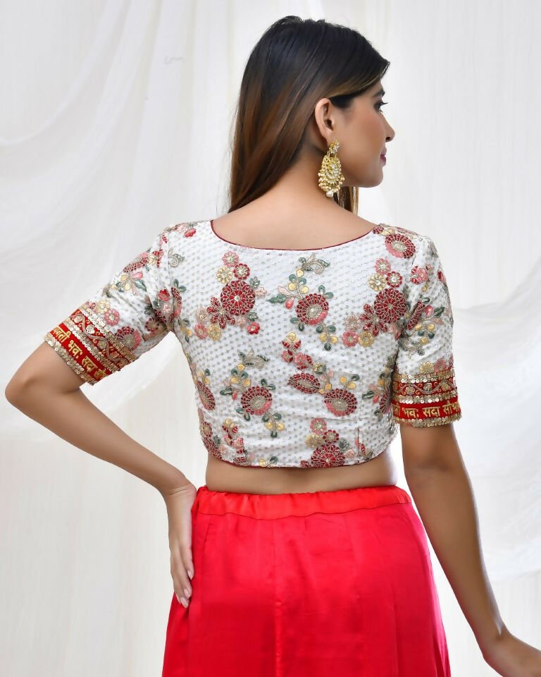Amodini Designer Studio Floral Embroidered Blouse | Grocsy