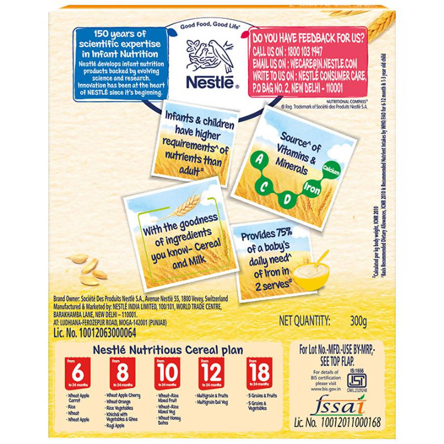 Nestle Cerelac Baby Cereal with Milk - Wheat, From 6-12 Months | Grocsy