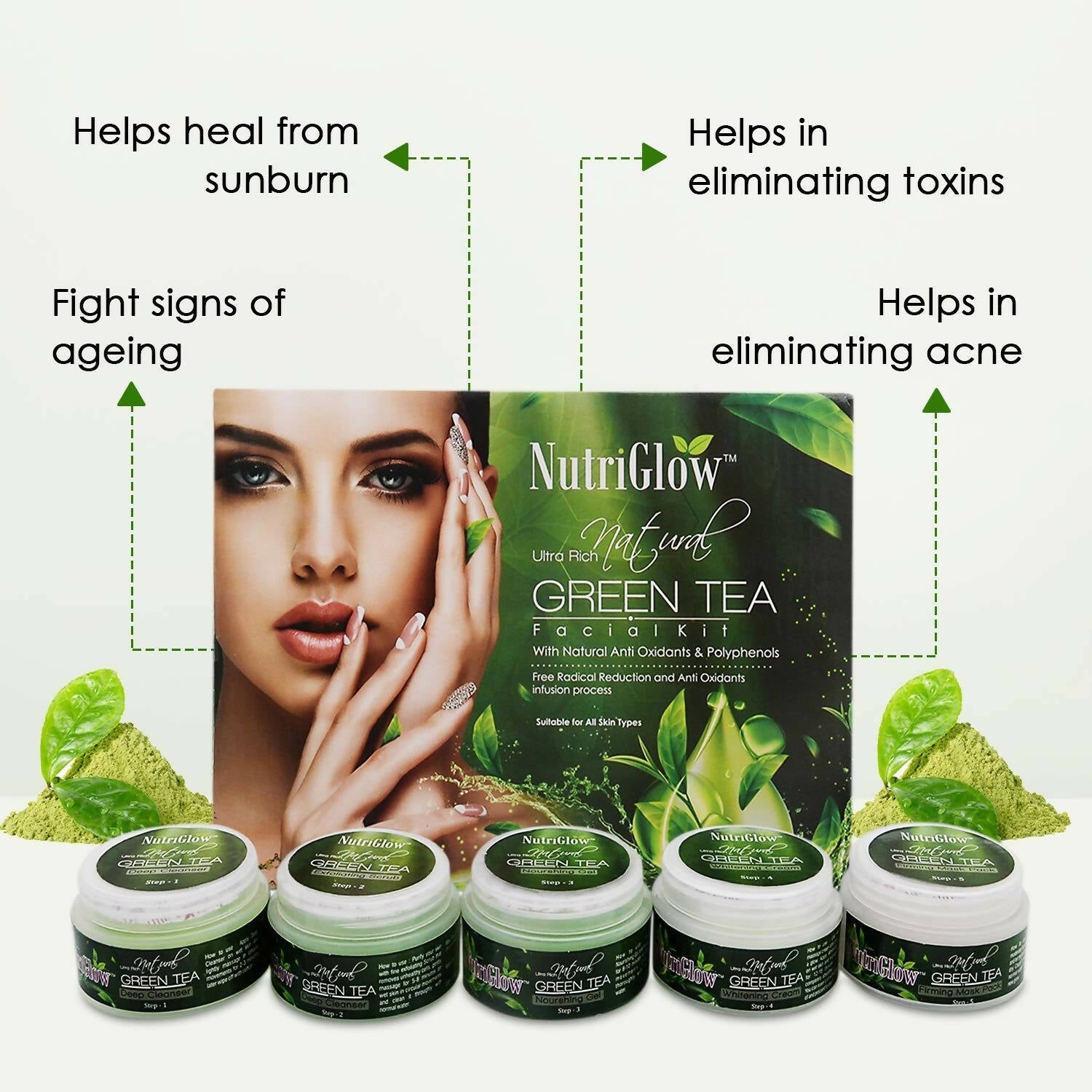NutriGlow Green Tea Facial Kit | Grocsy