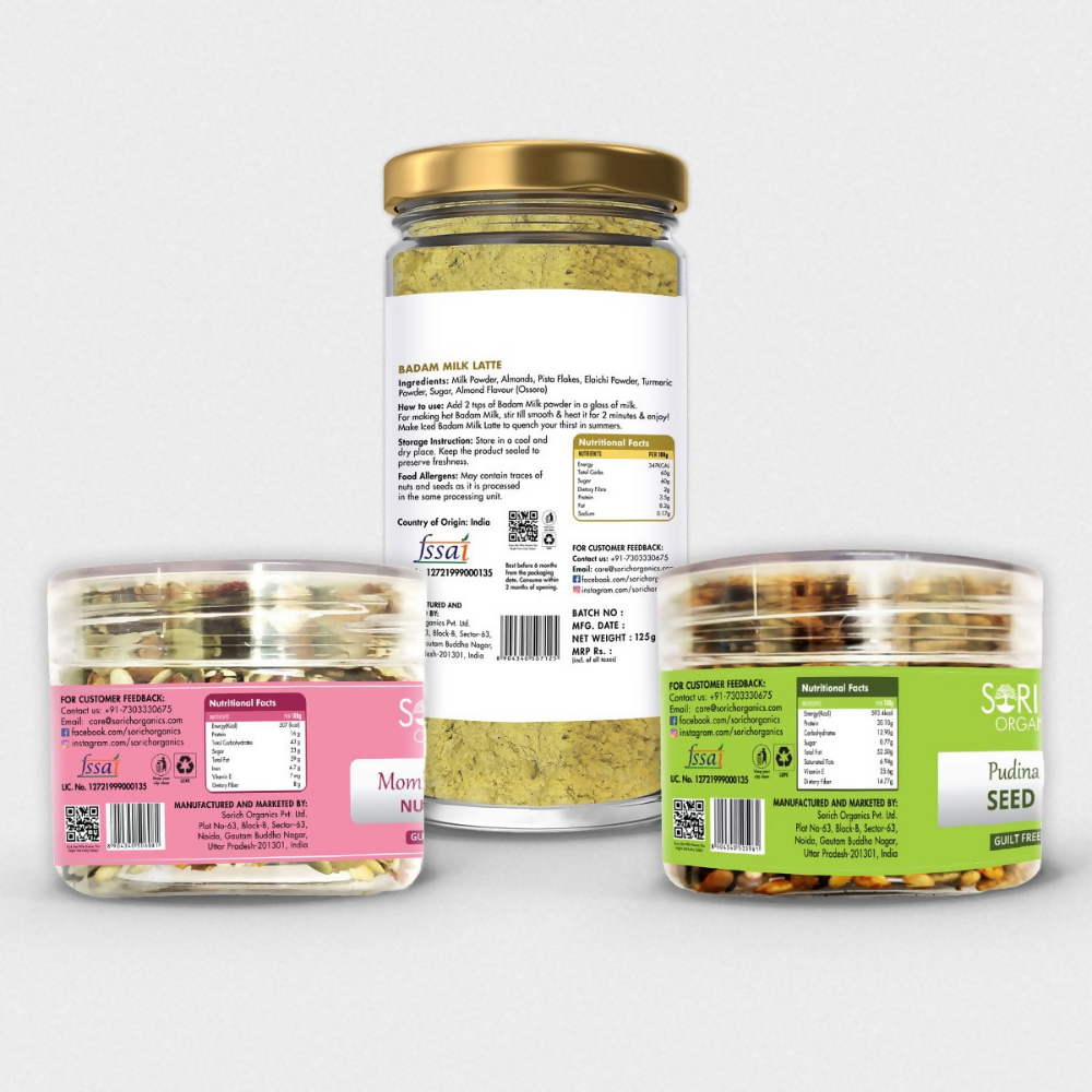 Sorich Organics Mother's Superfood Mix, Badam Milk & Pudina Seeds Mix - Combo | Grocsy