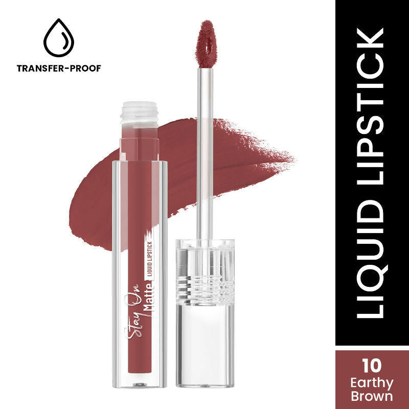 Swiss Beauty Stay On Matte Liquid Lipstick - 10 Earthy Brown | Grocsy