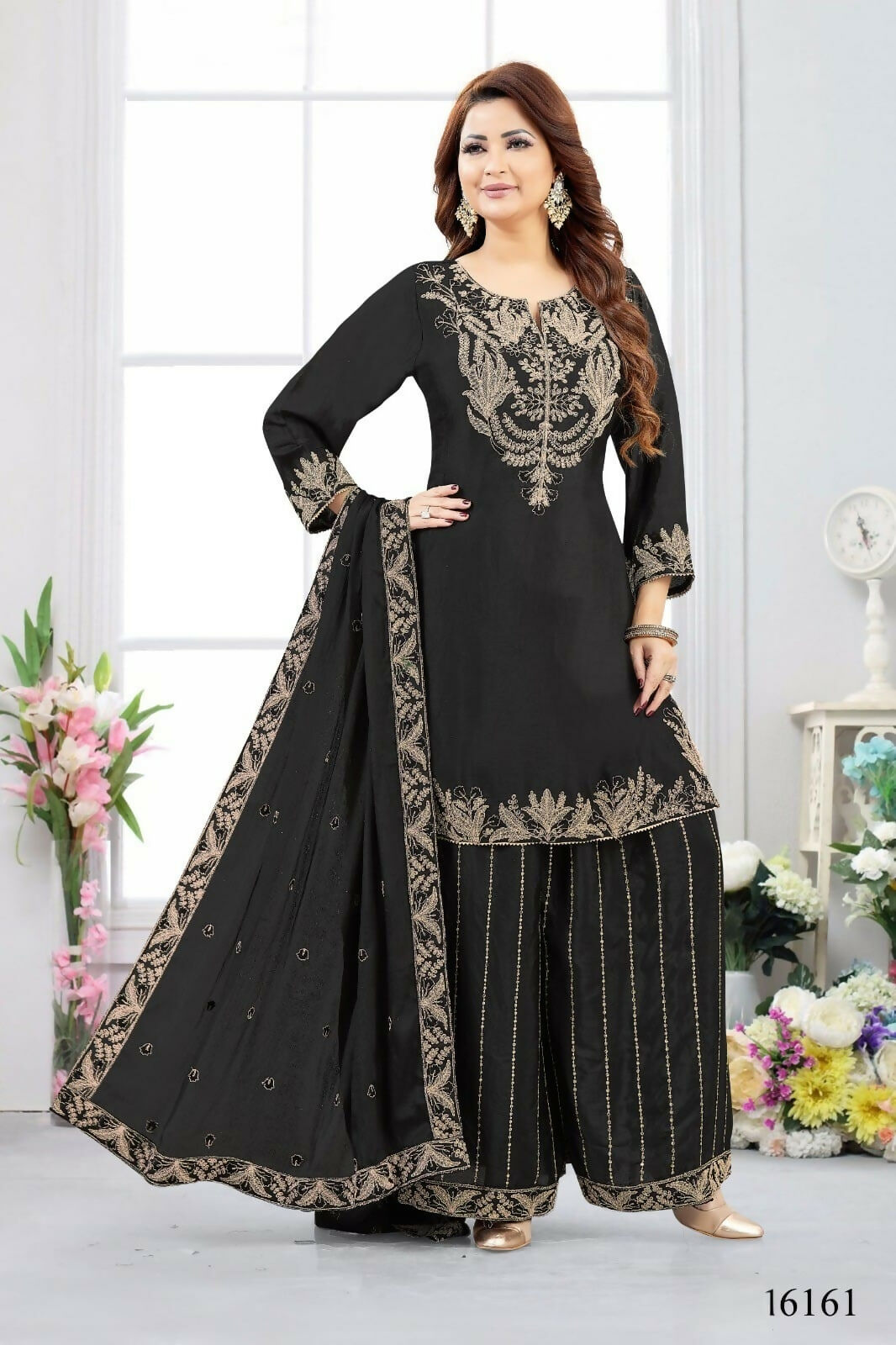 Joban Fashion Chinon Black Color Kurta Set | Grocsy