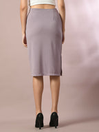 Myshka Women's Lavender Solid Knee Length Party Embellished Skirts | Grocsy