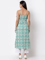 Myshka Women's Blue cotton Printed Sleeveless S Casual Dress | Grocsy