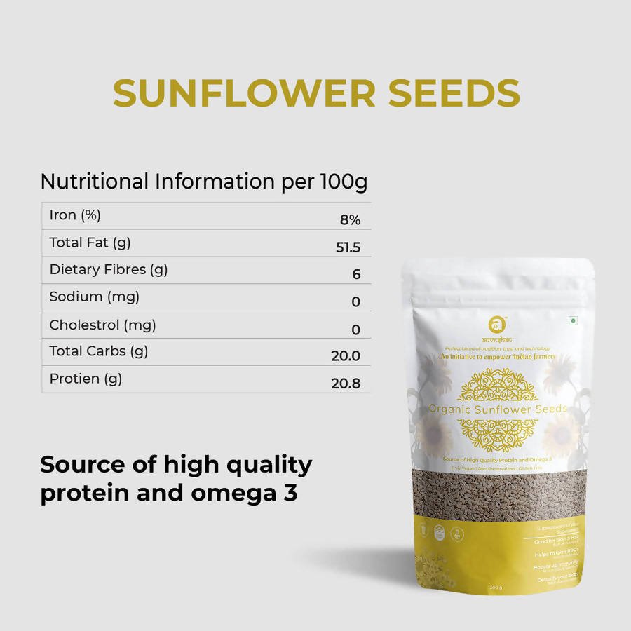 Anveshan Organic Raw Sunflower Seeds | Grocsy