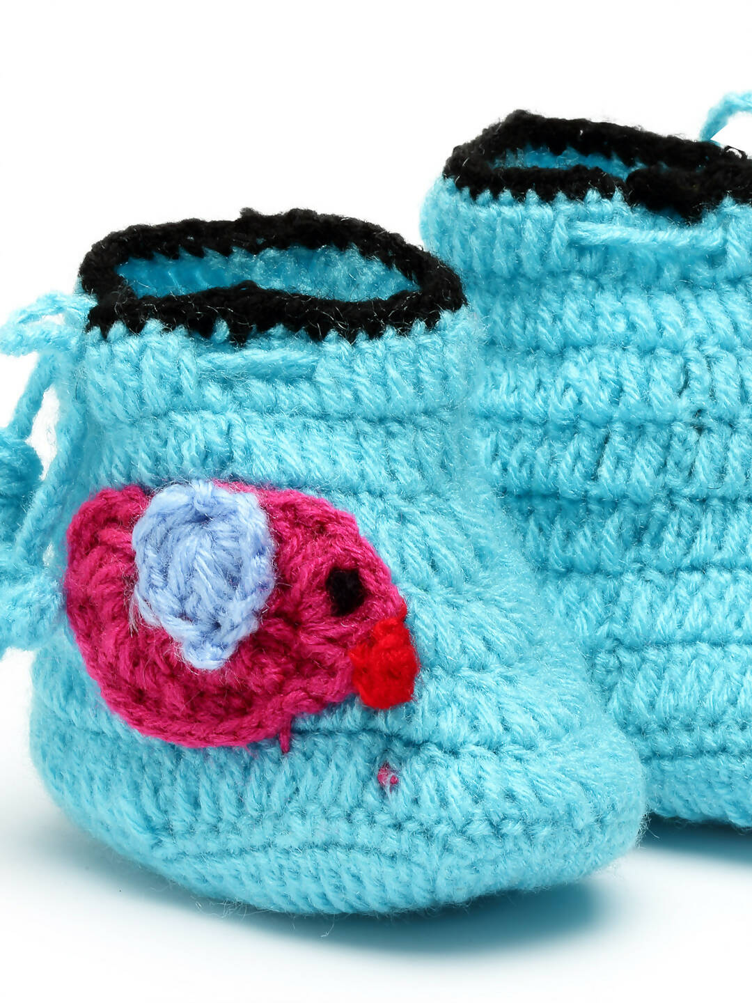 Chutput Kids Woollen Hand Knitted Bird Detailed Booties - Blue | Grocsy