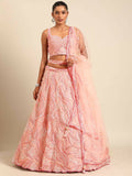 House of Panchhi Coral Pink Net Sequins and Zarkan embroidery Lehenga choli & Dupatta | Grocsy