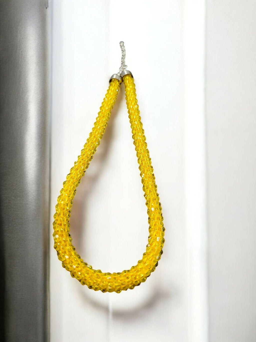 Inhanns Noor-E-Jalwa – Handmade Crystal Bead Necklace -Adjustable - Yellow Only Necklace | Grocsy