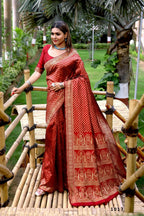 Partywear Designer Red Banarasi Silk Fancy Saree - Starwalk | Grocsy