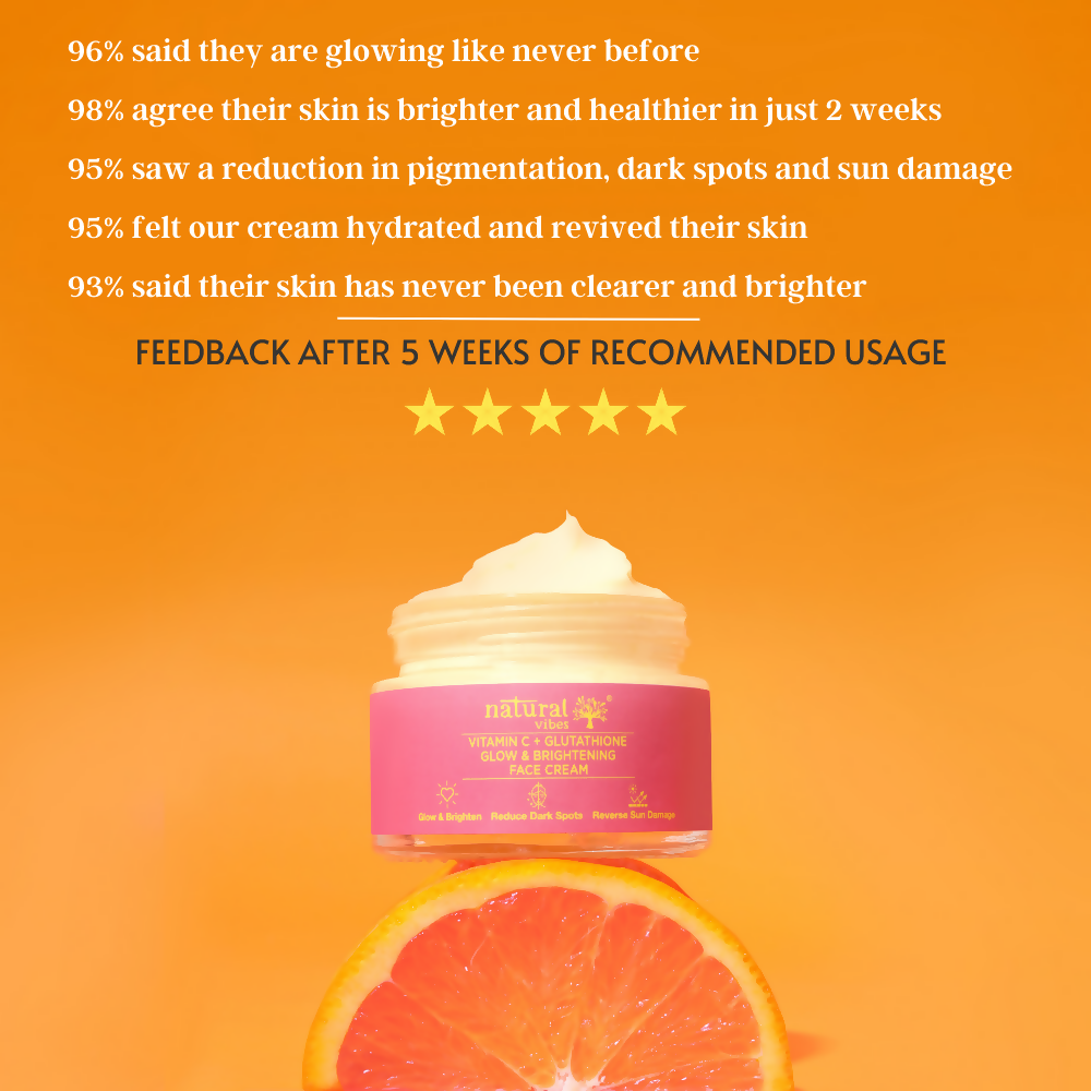 Natural Vibes Vitamin C + Glutathione Glow & Brightening Face Day & Night Cream | Grocsy