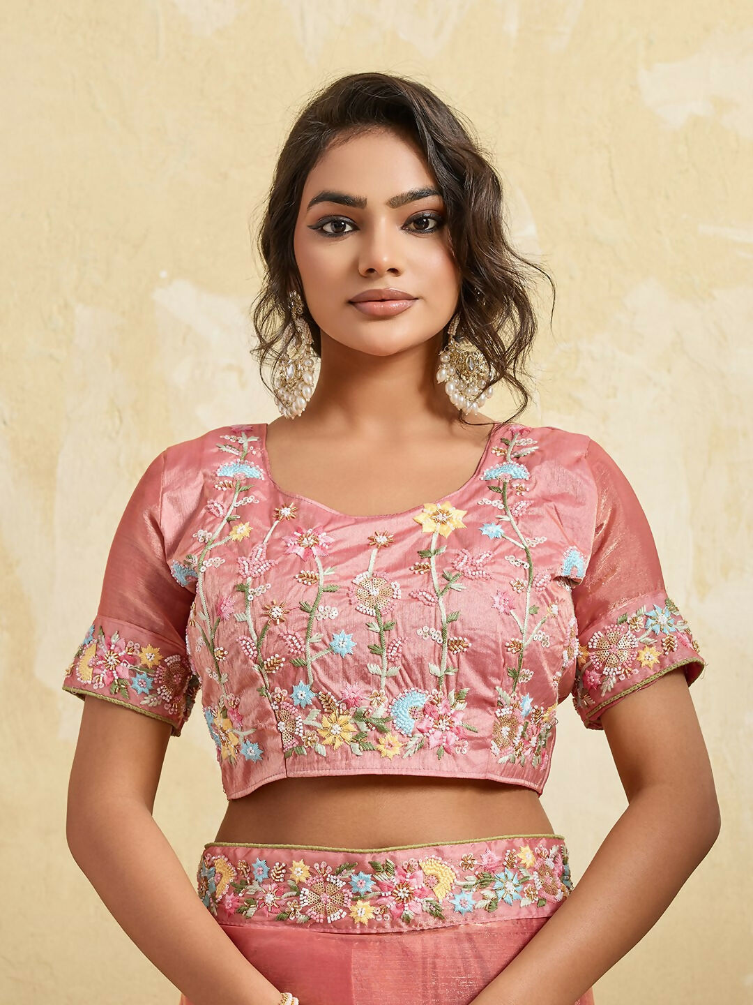Teeya Creation New Stylish Trendy Party Wear Saree-Peach | Grocsy