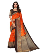 Vamika Orange Printed Art Silk Saree | Grocsy